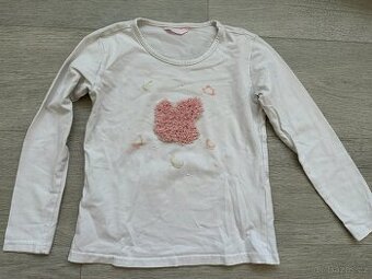 Dívčí bílé tričko s 3D aplikací Lewro, vel 128/134