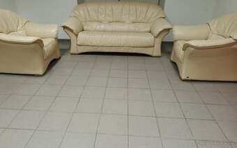 Kožená sedací souprava + 2 křesla - PRAVÁ KŮŽE, TOP STAV