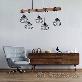 Moderní stropní svítidlo - bukový nosník