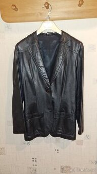 Dámské černé kožené sako, vel. 48