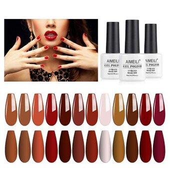 Sada 12 ks laků na nehty pro UV lampy (odstíny 370-381)