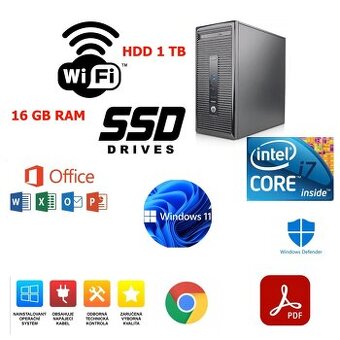 HP ProDesk,intel i7,16GB RAM,SSD,HDD,WIFI,W11,záruka