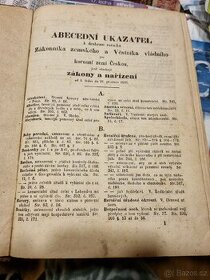 Stara kniha z r.1850 Zakonnik zemsky a Vestnik vladni