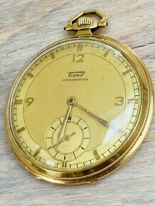 Zlaté 14-karátové dvouplášťové art deco hodinky Tissot