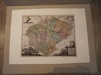 Reprodukce Vogt, Jan Jiří Mořic Mapa Čech 1712 - 1