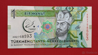 Bankovka TURKMENISTÁN 1 Manat rok 2017 stav UNC - 1
