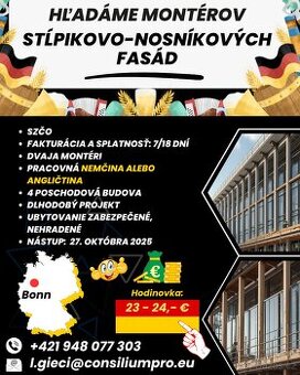 Hľadáme montérov stĺpikovo-väzníkových fasád