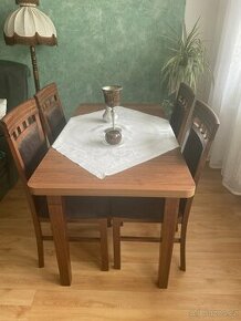 Jídelní stůl set židle rustikální tmavý