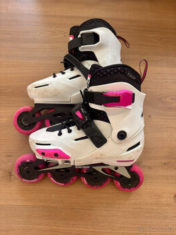 Dětské kolečkové brusle Rollerblade APEX G White/Pink 33-36