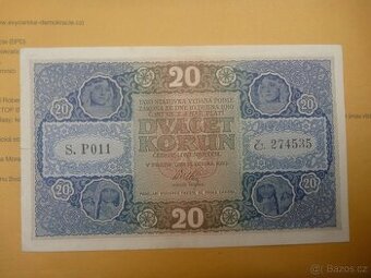 Dvacet korun českoslovendkých 15.dubna 1919,Alfons Mucha