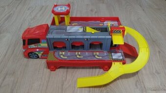 Auto nakladak s drahou, rampy, vytah, blikaci heliport