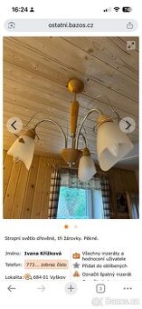 Stropní svítidlo, lustr.