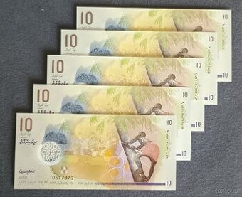 Maledivy - 10 Rupií bankovky, 5ks, 2018, UNC, POSTUPKA - 1
