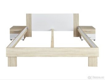 Postel 180x200cm +2x nocni stolek dub Sonoma