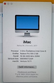 Prodám I Mac 21,5” i5 3GHz 16 g ram 1T - 1