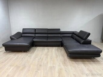 Kožená sedací souprava do U - rozkládací