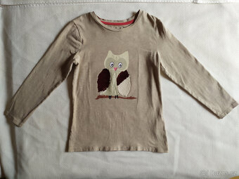 3 x dívčí tričko, pejsky, sova, dýně H&M, 122/128