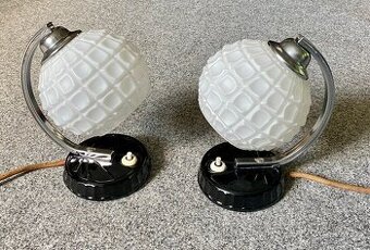 lampa lampička Art deco lampička chrom svítidlo staré