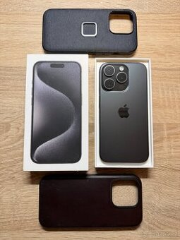 iPhone 15 Pro 256 Gb black titan,krabice,2 kryty,sklo....