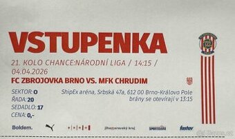Vstupenka Zbrojovka-Chrudim
