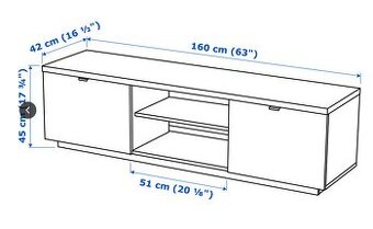 BYÅS TV stolek, lesklá bílá, 160x42x45 cm