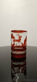 Starožitná sklenice - Biedermeier LOVECKÝ MOTIV