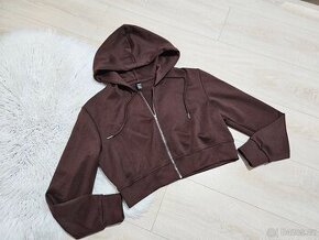 Čokoládová hnědá crop top mikina vel XS