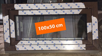 Plastové okno 100x50cm - Ořech