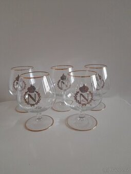 Sada 5 zlacených skleniček na koňak "Napoelonka"