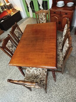 Rustikální jídelní set, rozkládací stůl, 6 židlí