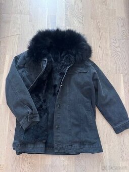 Džínová bunda s pravou kožešinou