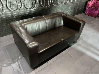 Kožená sedací souprava, dvoumístná, černá (NOVÁ NEROZBALENÁ)