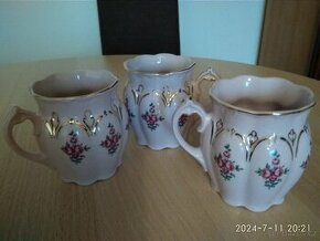 3x hrnek, růžový porcelán,značený - 1