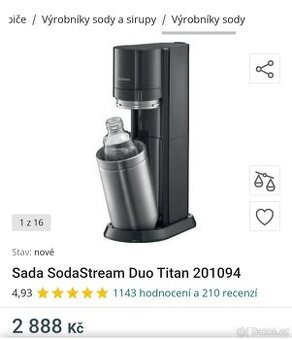 SODASTREAM DUO ČERNÝ BEZ BOMBIČKY A BEZ SKLENĚNÉ LAHVE