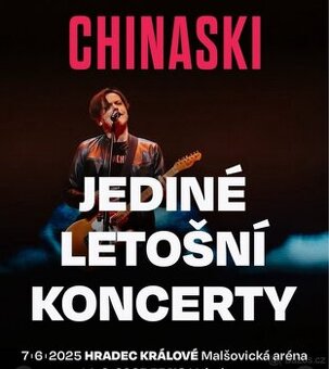 2 vstupenky na mega koncert CHINASKI Hradec.K.