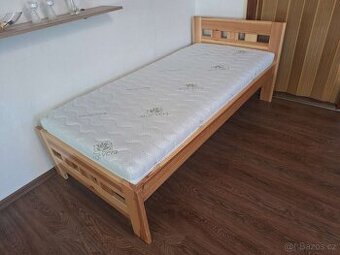Postel z masivu s matrací 190x90, oboje nové nepoužívané