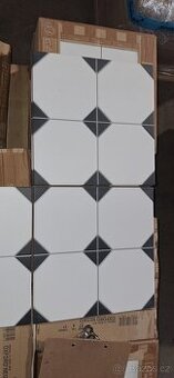 dlažba černobílá retro Oxford Negro 33x33mat OCTAGONBK