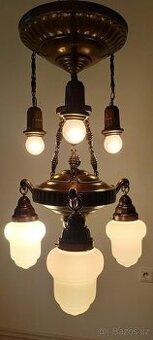 Starožitný secesní lustr,   stropnice,  secese.