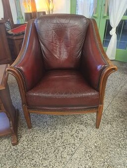 Kožená křesla, starožitná, rustikální, Nábytek s příběhem