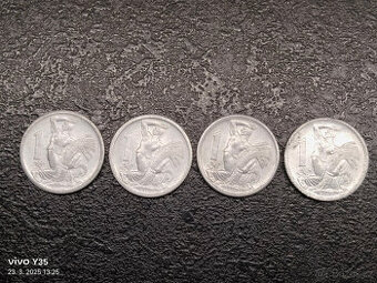 4x 1 koruna Československo 1950 - 1953 R