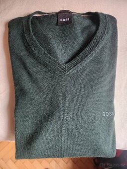 Vlněný svetr Hugo Boss Zeleny velikost L