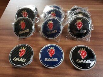 Středové krytky SAAB 62mm černé modré karbon pokličky