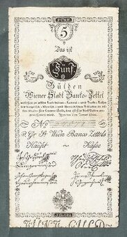 Staré bankovky Rakousko 5 Gulden 1800
