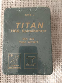 Titanové HSS vrtáky - 19 ks sada DIN 338 - 1