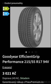Prodám sadu pneu GoodYear