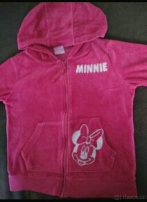 Růžová mikina s kapucí s Minnie 110/116