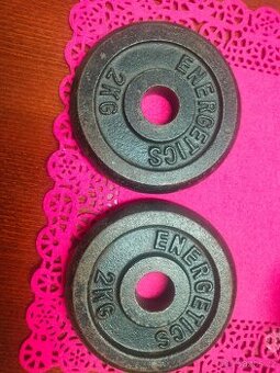 Činky ocelové  kotouče závaží 2 x 2kg viz foto cena za vše