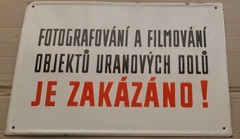 Smaltovaná cedule URANOVÉ DOLY