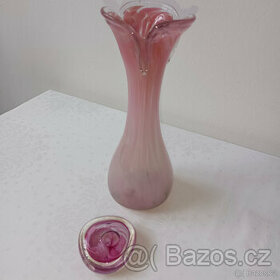Váza lité - hutní sklo a těžítko