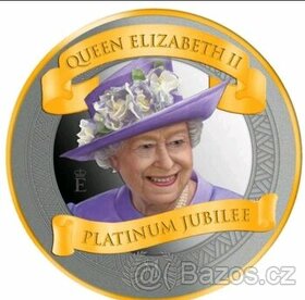 KRÁĽOVNÁ Alžbeta II. - 1oz platinové jubileum 70rokov